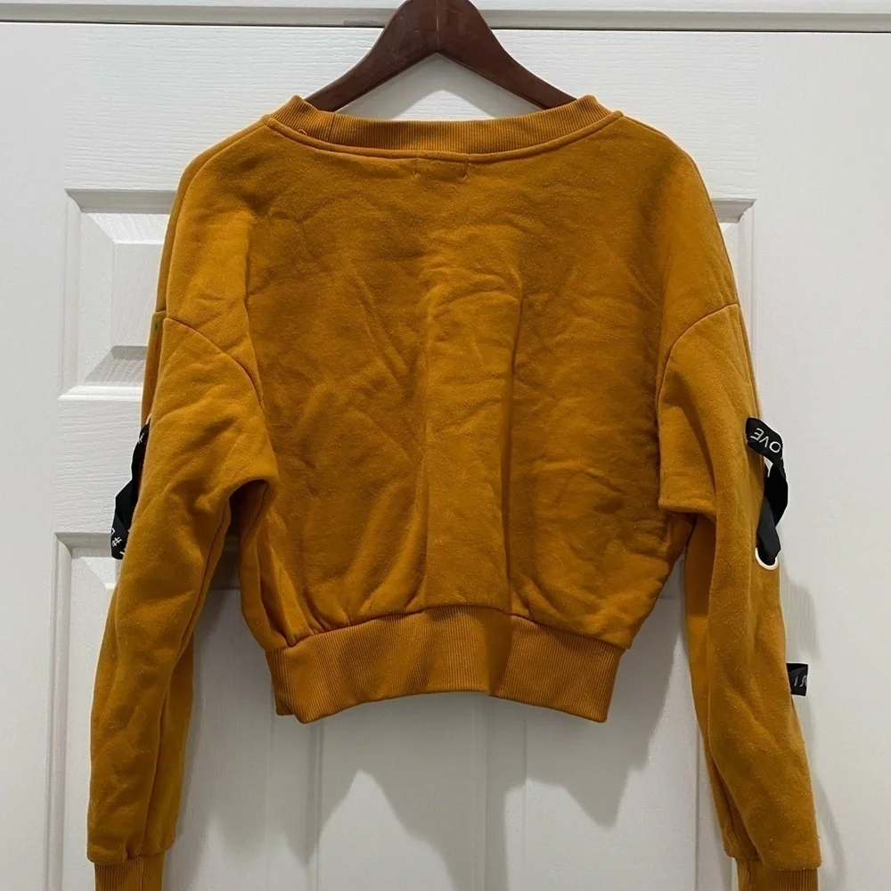 Love is Love Crop Sweatshirt, Mustard, Medium - Picture 6 of 8